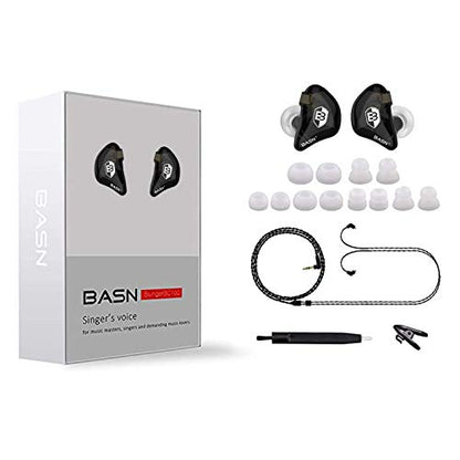BASN Bsinger BC100 in Ear Monitor Headphones Universal Fit Noise Isolating IEM Earphones for Musicians Singers Studio Audiophiles (Black) - color: Black