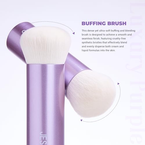 Jessup Large Foundation Brush, Dense Ultra-Soft Kabuki Makeup Brush AS004 | Cruelty-free, High-Density Synthetic Fibers, Liquid, Cream & Powder, Blush & Contour, Seamless Blending, Even Natural Finish - color: AC-Purple