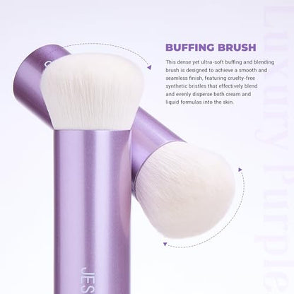 Jessup Large Foundation Brush, Dense Ultra-Soft Kabuki Makeup Brush AS004 | Cruelty-free, High-Density Synthetic Fibers, Liquid, Cream & Powder, Blush & Contour, Seamless Blending, Even Natural Finish - color: AC-Purple