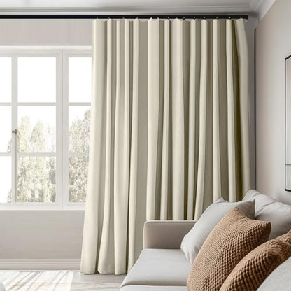MaKefeile Room Divider Curtains Total Blackout Privacy Curtain Panel Room Thermal Insulated Noise Reduction Curtains for Bedroom Window Living Room Ceiling Track Curtain W 10 ft × H 9 ft Beige - color: Beige, size: 120"W x 108"L (Pack of 1)