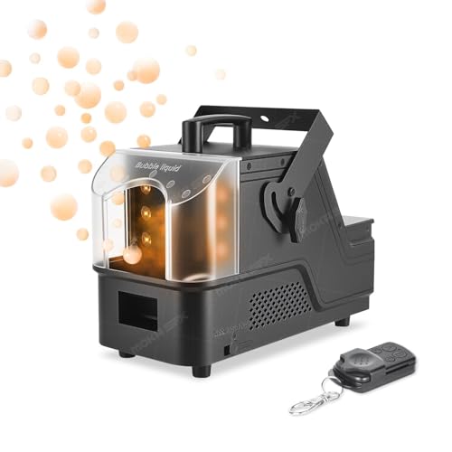 MOKA Bubble Fog Machine with LED Lights 3-In-1 Fog Bubble Blower Continuous Adjustable Output with Remote Controller for Kids, Weddings, Halloween & Stage Parties (fog bubble)