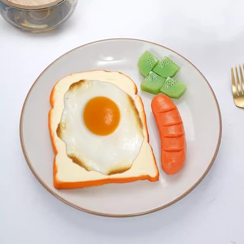 Honbay 4PCS Lifelike Artificial Fake Food PVC Resin Fried Eggs Realistic Simulation Cooked Egg Imitation Food Model Props for Home Party Halloween Decoration Market Food Sample Display