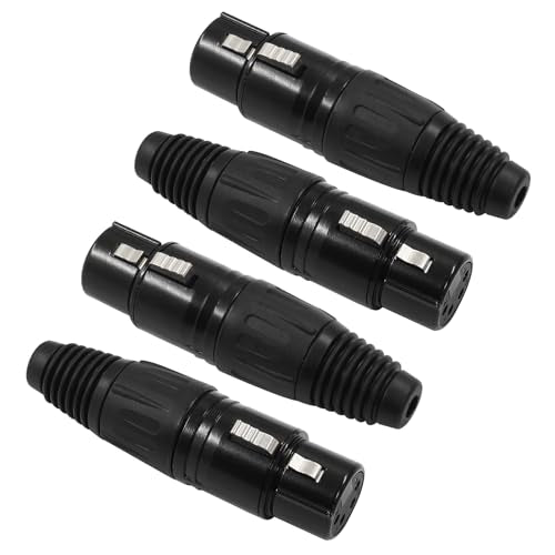 Hordion 4 Pin XLR Female Connector Mic Plug Adapter, 4PCS XLR Cable End - color: 4 Pin Female