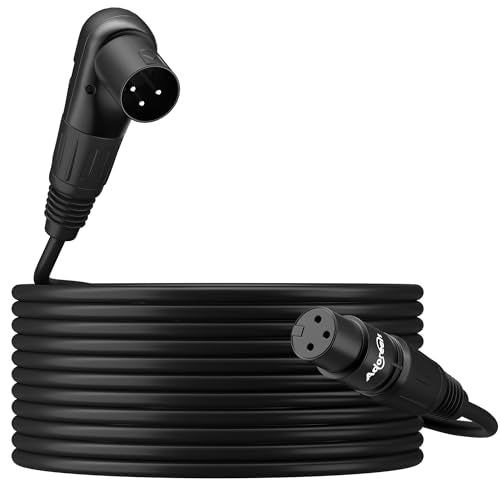 Adoreen Right-Angle XLR Male to Straight XLR Female Microphone Cable 10 Ft, Adjustable 90 Degree Pro Balanced Shielded 3 Pin DMX Patch Cord for Studio Audio&DJ Stage Live Recording&Speaker System - size: 10FT, style: Angled Male to Straight Female
