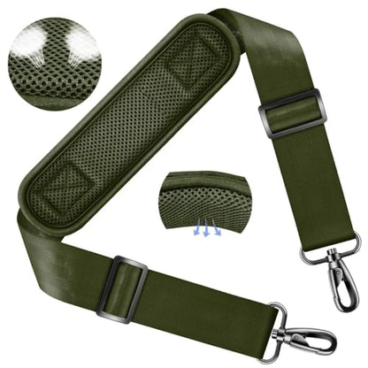 ZINZ Shoulder Strap 58" Ultra-Thick Fixed Padded and Adjustable Buckles Crossbody Strap for Briefcase Laptop Bag Luggage - color: Army Green