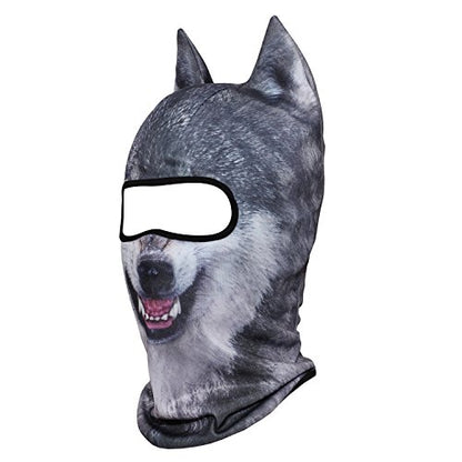 WTACTFUL 3D Animal Ears Balaclava, Breathable Face Mask for Halloween | Stand-Up Ears, Windproof Dustproof, Quick-Dry, No Fade Print, Soft, for Music Festivals Raves Ski Snowboard Moto Party - color: Gray Coyote Meb-10