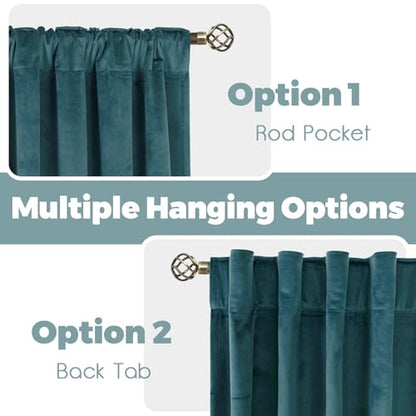BGment Velvet Blackout Curtains for Bedroom, 2 Panels, 52 x 72 Inch, Teal - color: Teal, size: 52"W x 72"L (Pack of 2)