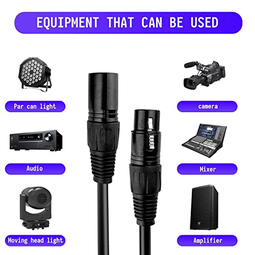 DMX Cable 50 ft, 2 Pack Flexible 3 Pin Signal XLR Male to Female DMX Wire - color: 50 FT DMX Cable 2 Pack