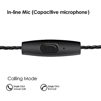 DEMAKE in Ear Monitor with Detachable 3.5mm Cable, with Mic - color: Carbon Fiber, size: With Mic