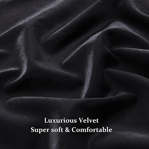 Velvet Black Grommet Blackout Curtains 84 inch Length for Living Room - color: Black, size: 52"W x 84"L (Pack of 2)