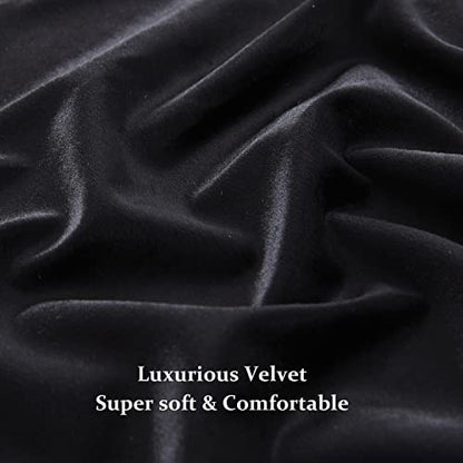 Velvet Black Grommet Blackout Curtains 84 inch Length for Living Room - color: Black, size: 52"W x 84"L (Pack of 2)