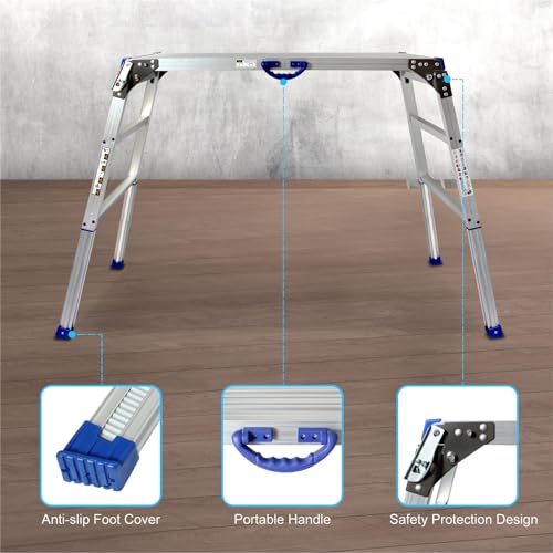 Adjustable Work Platform (47"x20") Ultra-Wide Portable Folding Aluminum Work Platform 330 Lbs Capacity 50 Gear Adjustable Height 27.5 to 37 inches | Portable Folding, 330 Lbs Capacity, 50 Gear Adjustable Height 27.5 to 37 inches - size: Adjustable 20"(W)