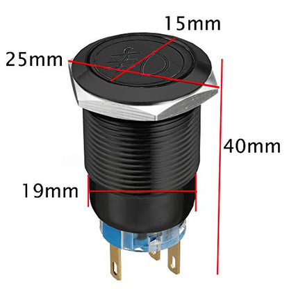 ESUPPORT 12V Car Blue LED Light Front Fog Push Button Metal Toggle Switch | Vehicle 19mm 5A Switches Socket Plug Wire Latching ON OFF Balck Shell - color: Blue Fog Light