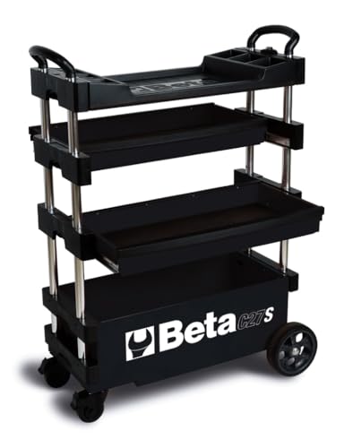 Beta C27S Black Collapsible Rolling Tool Cart | 200 Pound Load Capacity - color: Black