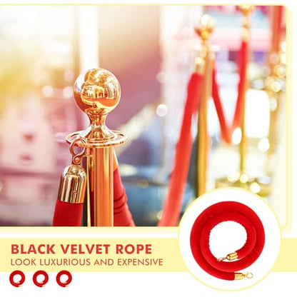 Woanger 6 Pack 5 Feet Velvet Stanchion Rope Crowd Control, Red | Crowd Control Barrier for Red Carpet Events, Theaters, Hotels, Grand Openings, Queue Management with Gold Plated Hooks - color: Red, size: 5 Feet