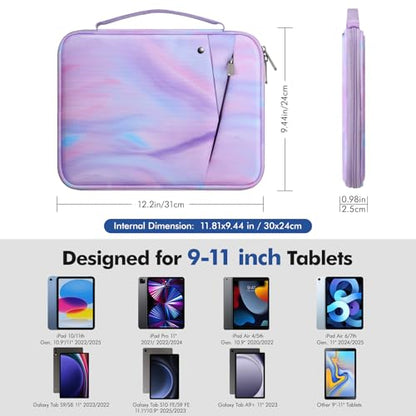 MoKo 9-11 Inch Tablet Sleeve Carry Case Padded Protective Bag with Handle | Fits New 11-inch iPad Air 4 2026/Pro M5/ A16, iPad 10th/Air 5/4th 10.9, i-Pad 9/8th 10.2,Tab S9/S8 11, Fantasy Purple - color: Fantasy Purple, size: 9-11 Inch