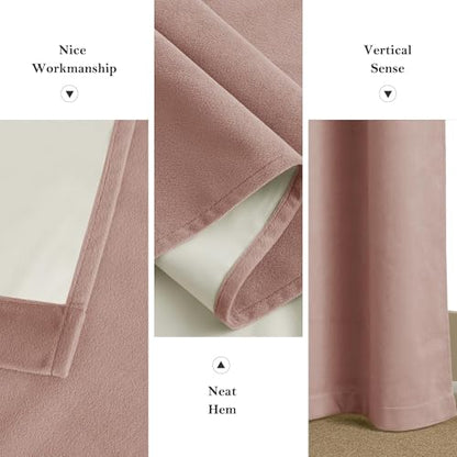 NICETOWN 100% Blackout Dusty Pink Velvet Curtains 90 inch Long for Girls - color: 100% Blackout - Dusty Pink, size: 52"W x 90"L (Pack of 2)