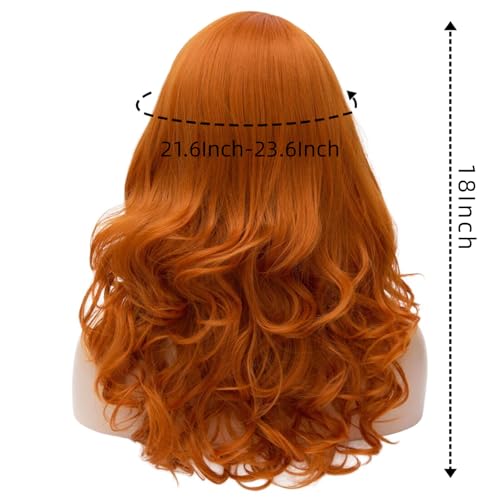 Cying Lin 18" Long Curly Orange Beehive Wig Bangs Heat Resistance Fiber Synthetic Hair Party Natrual Wigs Peluca (ORANGE) - color: ORANGE