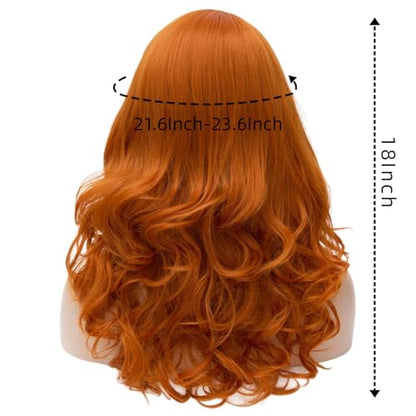 Cying Lin 18" Long Curly Orange Beehive Wig Bangs Heat Resistance Fiber Synthetic Hair Party Natrual Wigs Peluca (ORANGE) - color: ORANGE