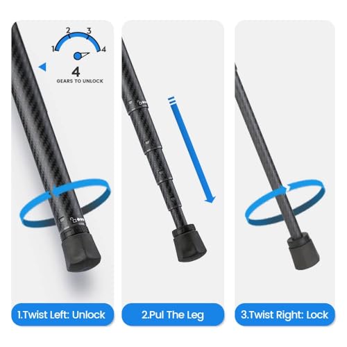 Fotopro 62 Inch Carbon Fiber Tripod for Camera Ultralight Travel Camera Tripod Max Loads Up 22lbs X-Aircross 3 Blue - color: Blue