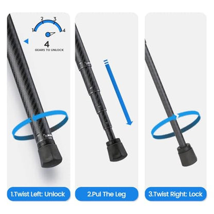 Fotopro 62 Inch Carbon Fiber Tripod for Camera Ultralight Travel Camera Tripod Max Loads Up 22lbs X-Aircross 3 Blue - color: Blue