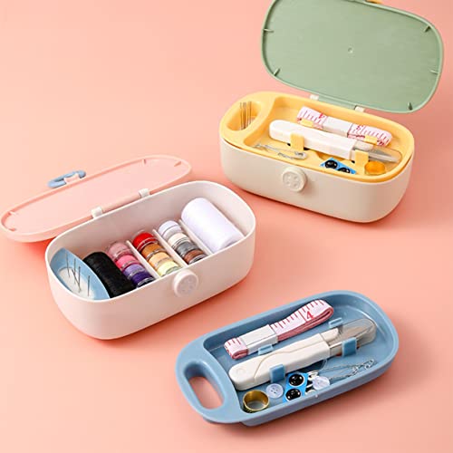 WANSHUNLMI Pink Sewing Kit, 140Pcs Family Travel Sewing Project Kit Portable Small Traveler Sewing Supplies Repair Kit Thread Accessories DIY Sewing Supplies Organizer Box (Pink Sewing Kit) - color: Pink Sewing Kit