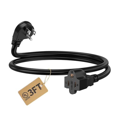 LUCKY TL Indoor Outdoor Extension Cord, 16/3 Black 3FT - color: Black, size: 3FT