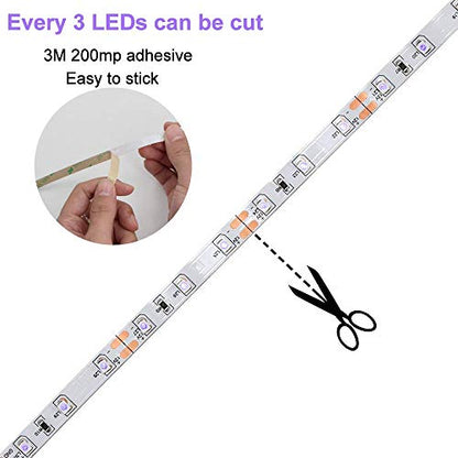 Super Bright 60 Watts UV Black Light LED Strip, 16.4FT/5M 3528 300LEDs 395nm-405nm Non-Waterproof Blacklight with Power Supply, for Night Fishing, Black Party - color: Non-Waterproof, size: 60Watts
