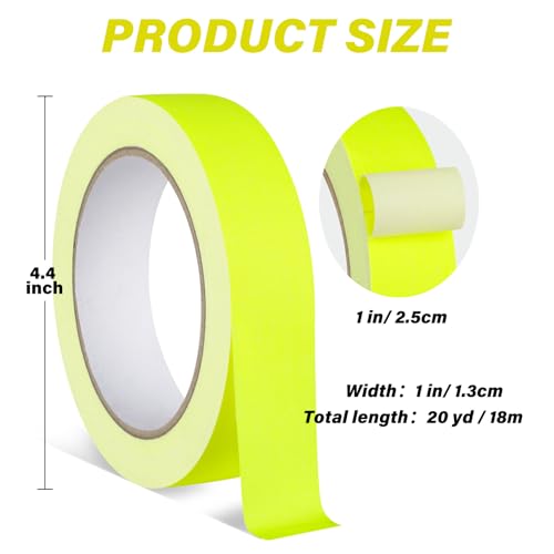 GEYYANG Yellow Spike Tape, 1in x 20yd | Gaffer Tape for Marking,Labeling,Residue Free,Non-Reflective - color: Yellow, size: 1 Inch x 20 Yards