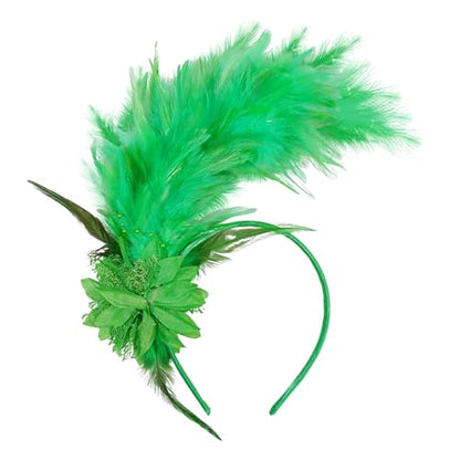 Loieryk Feathers Fascinator Headband 1920s Queen Headpiece Fascinators Hats for Women Tea Party Flower Headpiece - color: Green