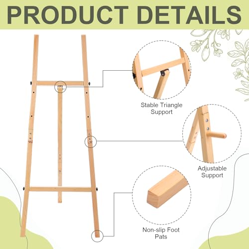 Wooden Croblissful 50" Easel Stand for Wedding Sign Adjustable, Wood | 3 Tier Height, Display Easel with Chain, Heavy Duty Floor Tripod, Welcome Wedding Baby Shower Sign, Painting Canvas Poster - color: Wooden