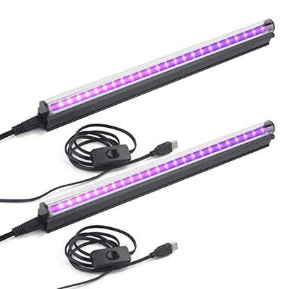 Led Black Light Bar, 10W 1ft USB UV Blacklight Tube, Glow in The Dark Party Supplies for Halloween Decorations, Room, Body Paint, Poster, Urine Detection, 2 Pack - style: Traditional