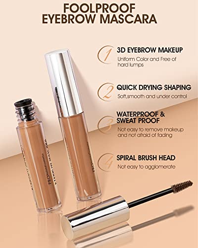 Tinted Eyebrow Gel Kit, Dark Brown Waterproof Eye Brow Tinting for Women | Long Lasting Eyebrow Filler Cream, Fill & Sculpt Full Brows, Cover White Hairs, Thanksgiving, Christmas, Eye Makeup - color: 04# Dark Brown