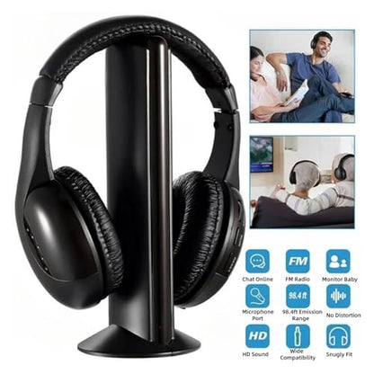 Wireless Headphones for TV Watching, FM Radio & Monitor, Wired Headset with Digital Decorder, Over-Ear Headset for Adult and Senior, Compatible Computer TV