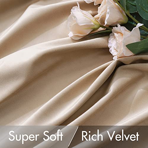 MIULEE Camel Beige Velvet Pinch Pleat Blackout Curtains W52 X L96 Inches - color: Camel Beige, size: 52"W x 96"L (Pack of 2)