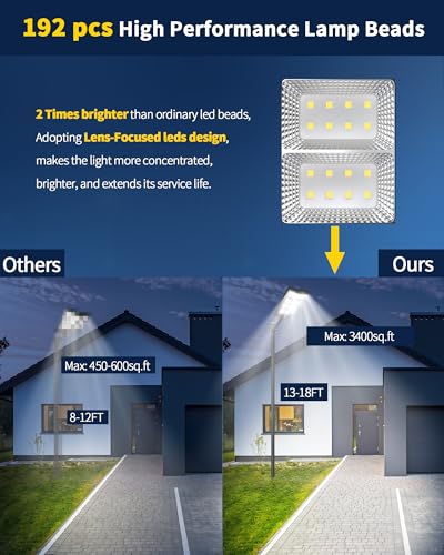 Ofuray Solar Street Lights Outdoor Of-5600W, 30000mAh, 192 LEDs, 3 Modes | Commercial Parking Lot Light, 6500K Solar Flood Light, 240° Wide Coverage, Motion Sensor, Dusk to Dawn for Street, Yard, Barn - size: L-Large