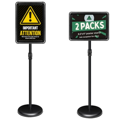 2 Pack Pedestal Sign Holder, 8.5 x 11" Floor Standing Display Stand, Black - color: Black, size: 8.5x11in-2p