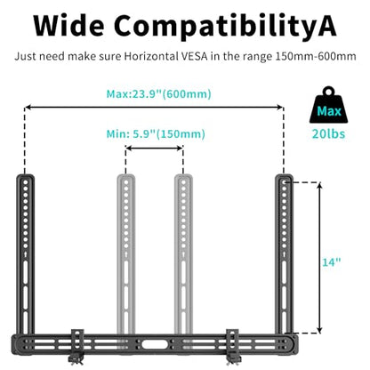 XINLEI Universal Soundbar Mount with Holes/Without Holes, Sound Bar TV Bracket for Speaker Non-Slip Base Holder Extends 3.46"-6.1",Support 20lbs SBR501 - color: SBR501