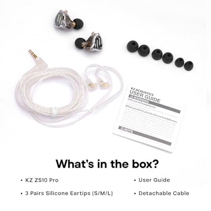 Linsoul KZ ZS10 Pro, 4BA+1DD 5 Driver in Ear Monitor, HiFi Wired Earbuds, Gaming Earbuds, Hybrid IEM Earphones with Stainless Steel Faceplate, Detachable Cable for Musician (Without Mic, Blue) - color: Blue, style: Without Mic