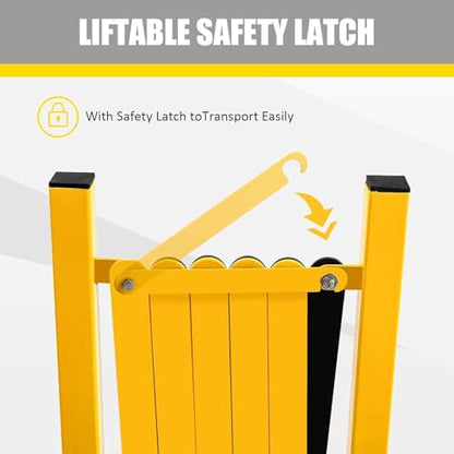 Metal Expandable Barricade, 23 Ft Retractable Fence Outdoor, Mobile Safety Barrier Gate, Easily Assembled Expanding Gate with Casters, Collapsible Accordion Barricade Gate Outdoor - size: 23 FT