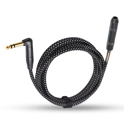 10Feet Right Angle 1/4 TRS Male to Female Stereo Audio Cable,6.35MM TRS Male to Female Stereo Headphone Guitar Extension Cable Cord - size: 10Feet