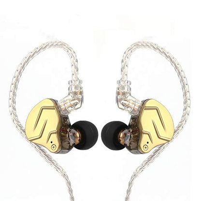 Linsoul KZ ZSN PRO X 1BA+1DD Hybrid Driver IEM HiFi Wired Earbuds | Metal HiFi in-Ear Monitor with Detachable Recessed 2Pin Cable, Zinc Alloy Panel, with Mic, Black - color: Gold, style: With Mic