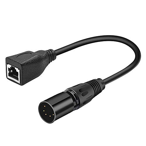XLR 5 pin RJ45 Adapter Cable-XLR 5 Pin Male & 5 Pin Female to RJ45 Female DMX Ethernet Adapter Converter Cable(1SET/ 2PACK) - color: 5PMF -RJ45