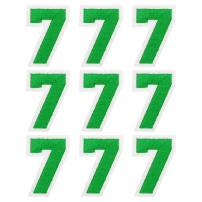 MECCANIXITY Iron on Number Patches 2" Number 7 Iron on Embroidered Patch Sew on Letter Stickers Applique for Repairing Clothing Jeans Shoes Hats DIY(Green, Pack of 9) - style: Number 7