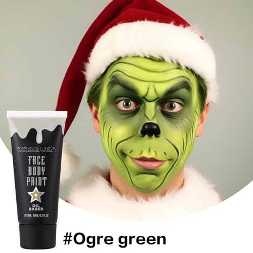 BOBISUKA Ogre Green Face Body Paint, Creamblend Face Painting Kit, Green Eye Black for Sports, Facepaint for Halloween Makeup Zombie, Witch Cosplay, Costume, Theme Parties and Hunting Camo（2.1 Fl.oz） - color: Ogre Green