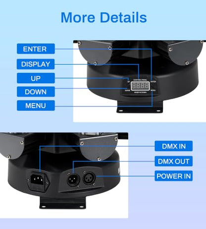 Moving Head DJ Lights for Parties, Pro Metal Look, 150W RGBW 4-in-1 LED | 6 Arms rotation, DMX-512 & sound activation & remote control, sharp beam, strobe, laser lights for stage disco bar wedding
