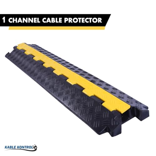 Kable Kontrol Atlas Heavy Duty Cable Protector Ramp - 1 Channel Bulk Wholesale Pallet - 50 Pcs - 39" Long Black & Yellow - 24,000 Lbs Capacity - Rubber Speed Bump Wire Protector Cord Cover - CP9896 - size: 1 Channel - 39" - 50 Units