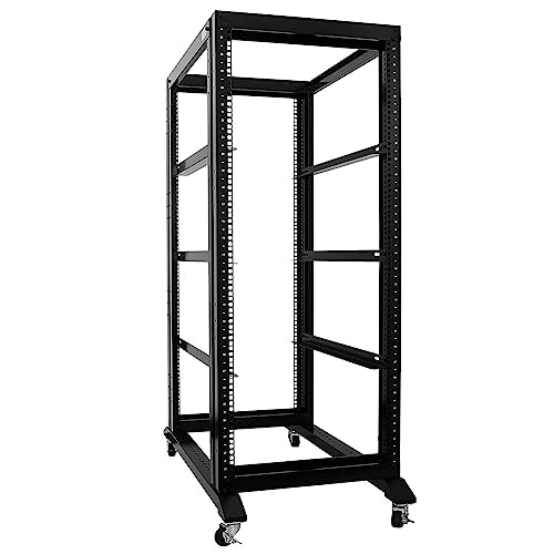 Server Rack Open Frame Rack 4 Post 19 inch Adjustable Server/Audio Rack Cold Rolled Steel(27U,31 Depth) - size: 27U-31’’Depth