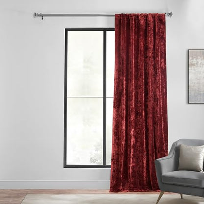 HPD Half Price Drapes Lush Crush Velvet Curtains - Room Darkening Curtain 108 Inches Long for Bedroom & Living Room, Luxury Look, Rod Pocket Design, (1 Panel), 50W x 108L, Ruby Red - color: Ruby Red, size: 50"W x 108"L (Pack of 1)
