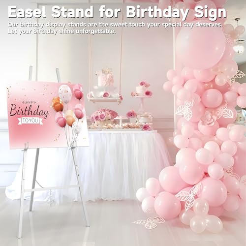 Easel Stand for Sign, Metal Display Easel with Adjustable Chain,Silver | Heavy Duty 4-Tier Height Art Easel for Painting for Painting, Wedding, Posters & Commercial Display - color: Sliver